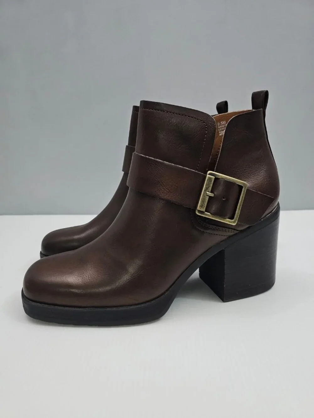 Korks Kork Ease Kari Ankle Bootie Womens 9.5 Dark Brown Leather Platform Heel