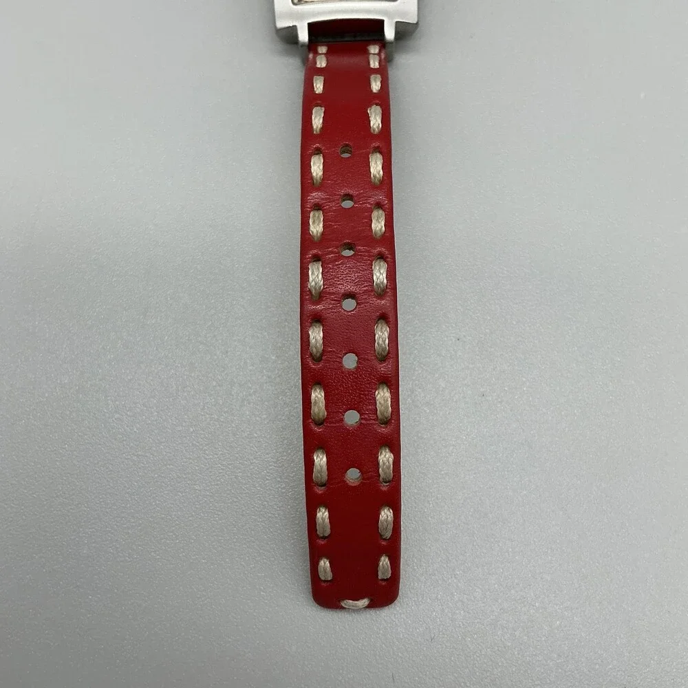 TOKYObay Womens Watch 23mm Cream Dial Red Leather Square New Battery