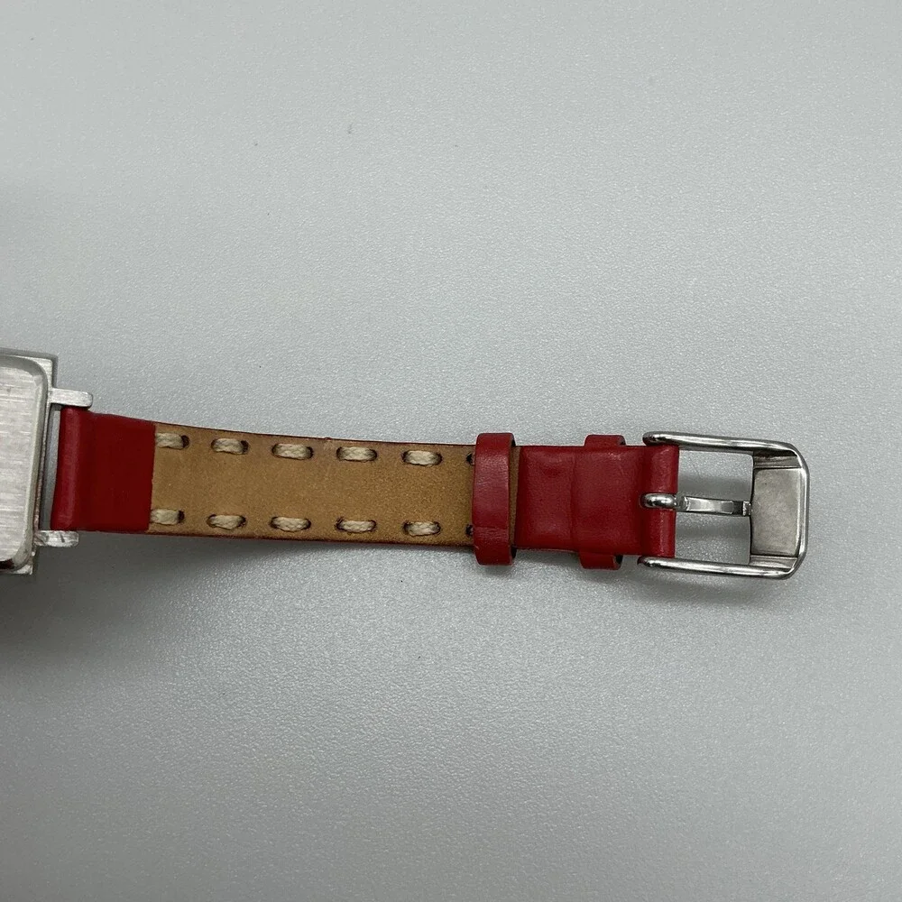 TOKYObay Womens Watch 23mm Cream Dial Red Leather Square New Battery
