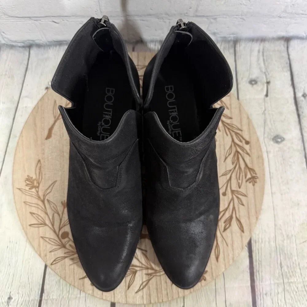 Corkys Boutique Western Ankle Booties Women Size 9 Black Side Zip Block Heel