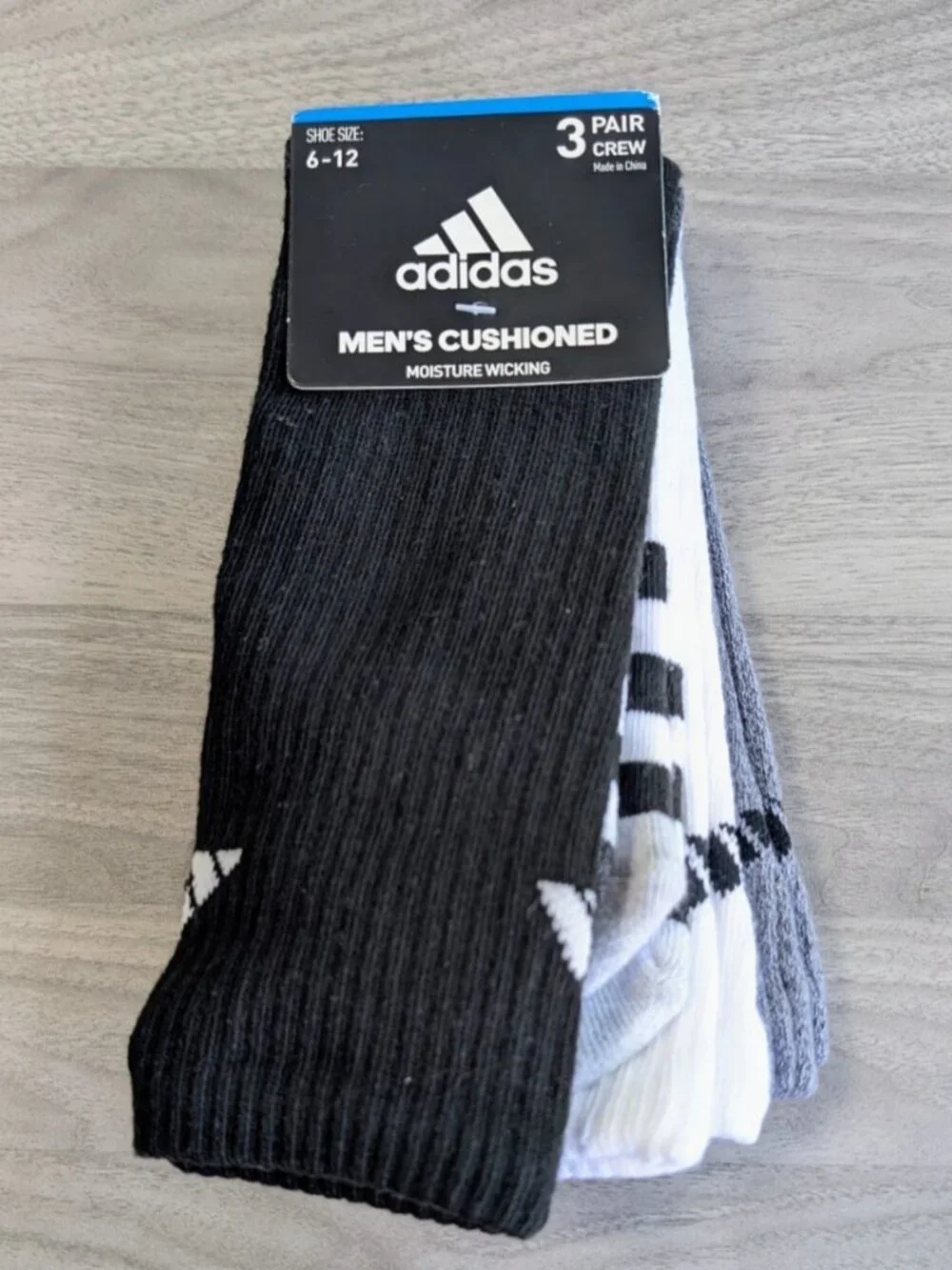 Adidas Crew Socks Cushioned Stretch Men Large 6-12
