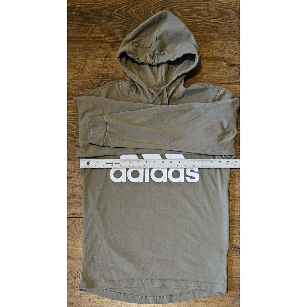 Adidas Sweatshirt Adult Size Small Tan Logo Pullover Hoodie Lightweight