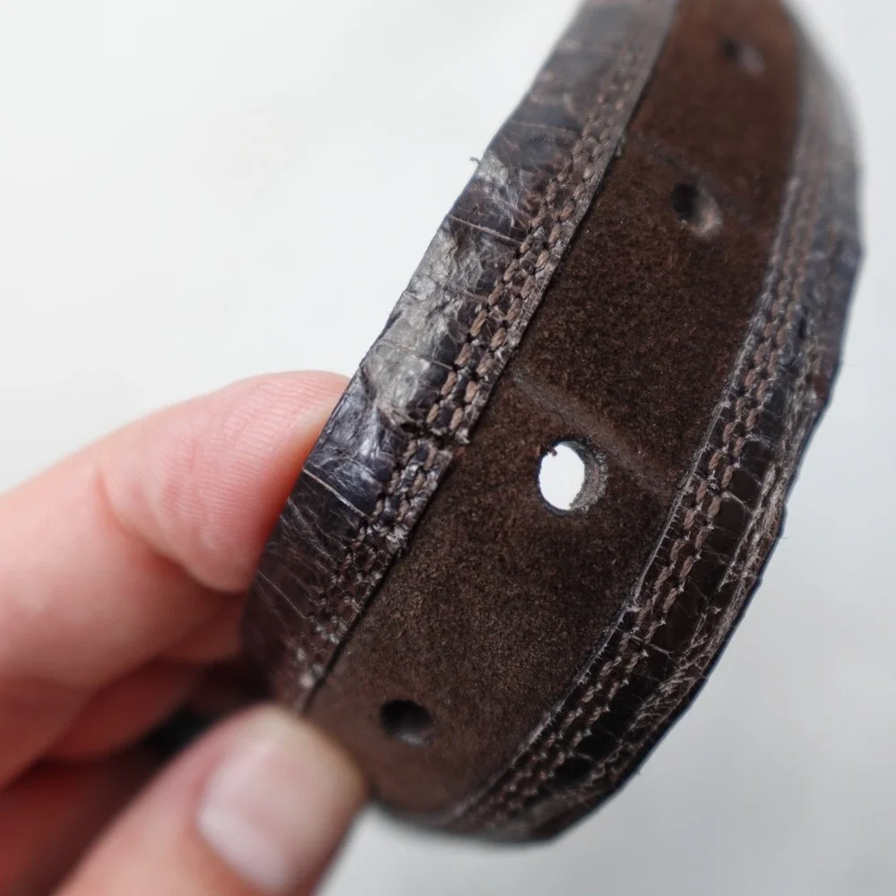 Mezlan Genuine Alligator Leather Belt Mens 42 Brown Made In Spain Luxury Dress