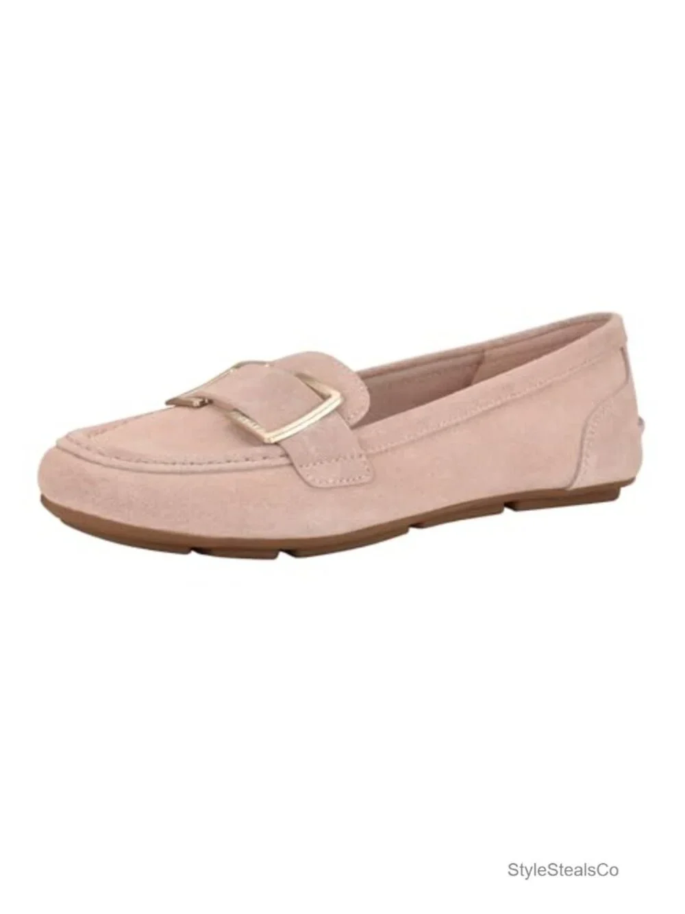 Suede Loafer with Buckle Detailing
