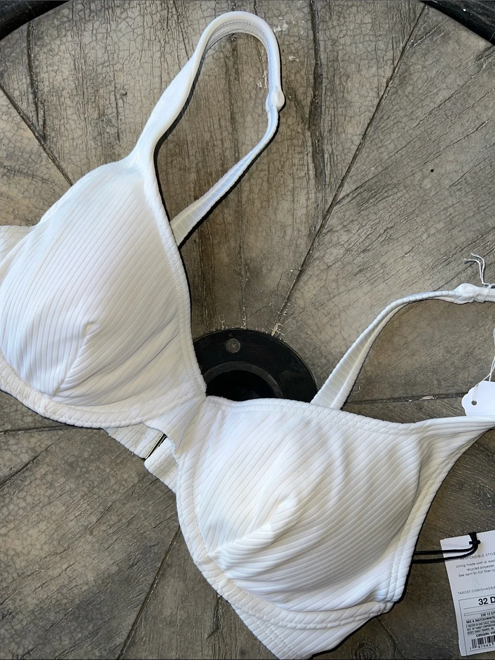 Shade & Shore White Ribbed Underwire Swim Bra BT