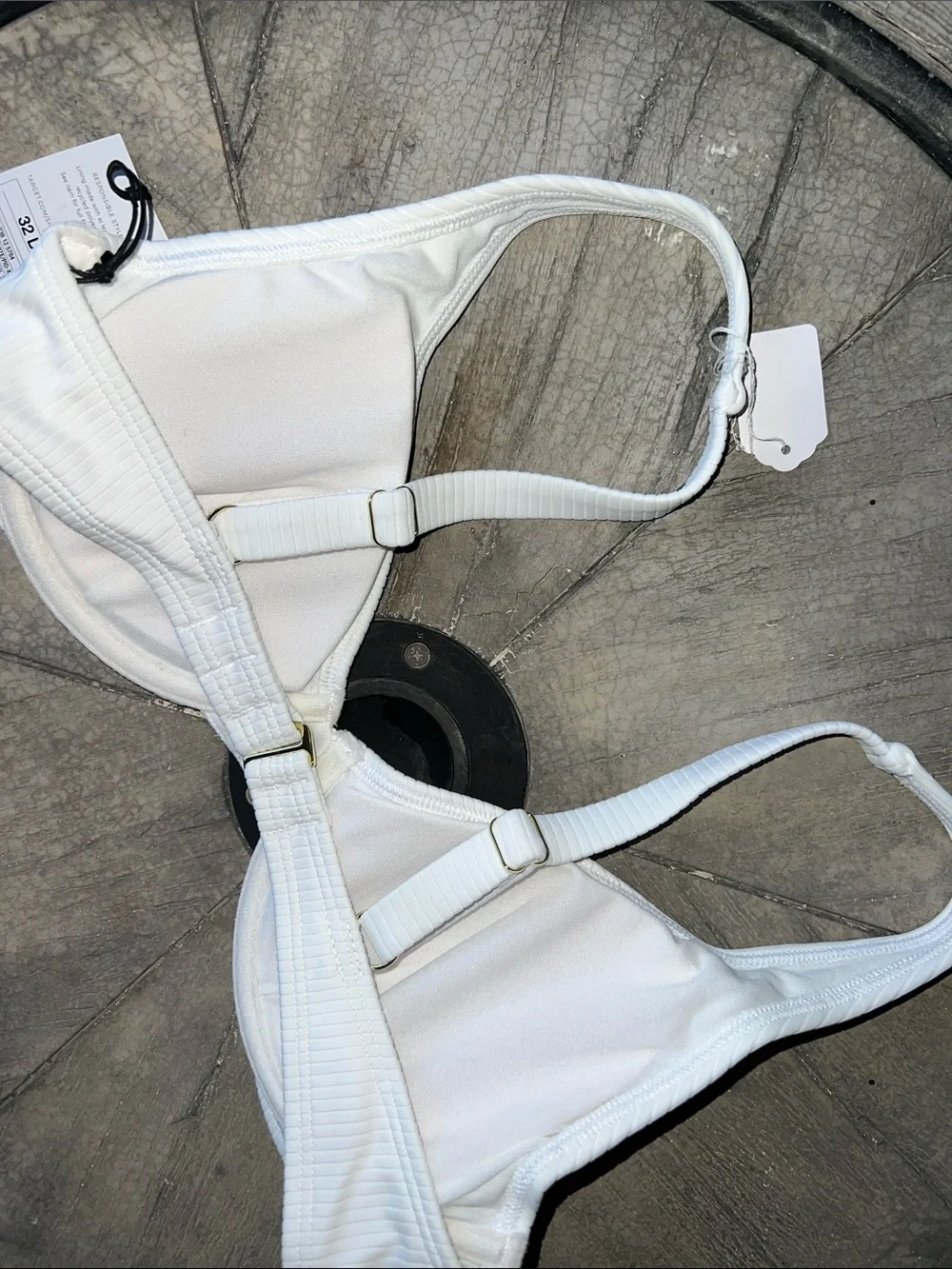 Shade & Shore White Ribbed Underwire Swim Bra BT