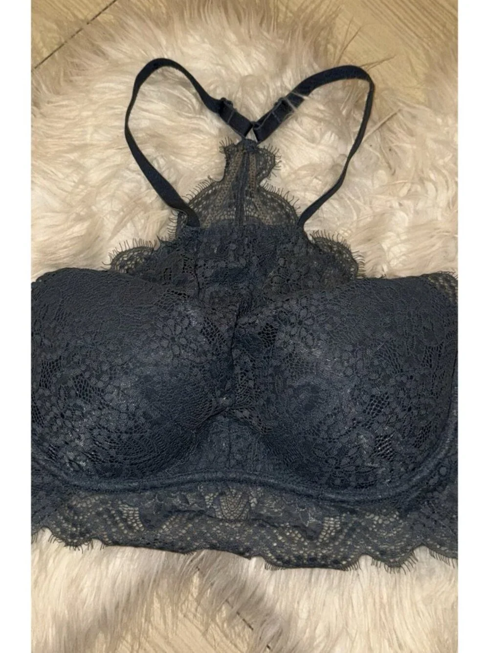 Pink Victorias Secret Push Up Bra High Neck Padded Lace UW Womens S (D-DD) Blue