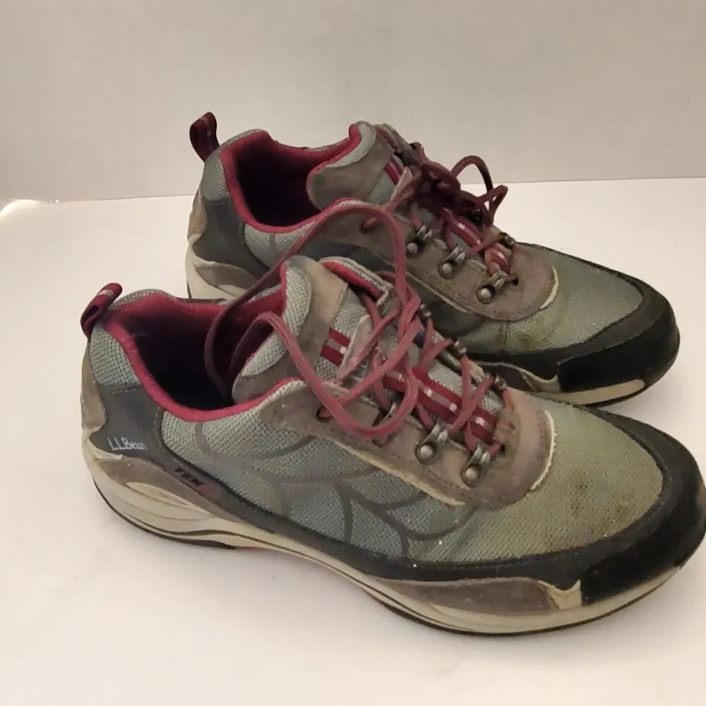 L.L. Bean Tek Woman’s Waterproof Tan Walking Hiking Lace Up Shoes 11 M #290419