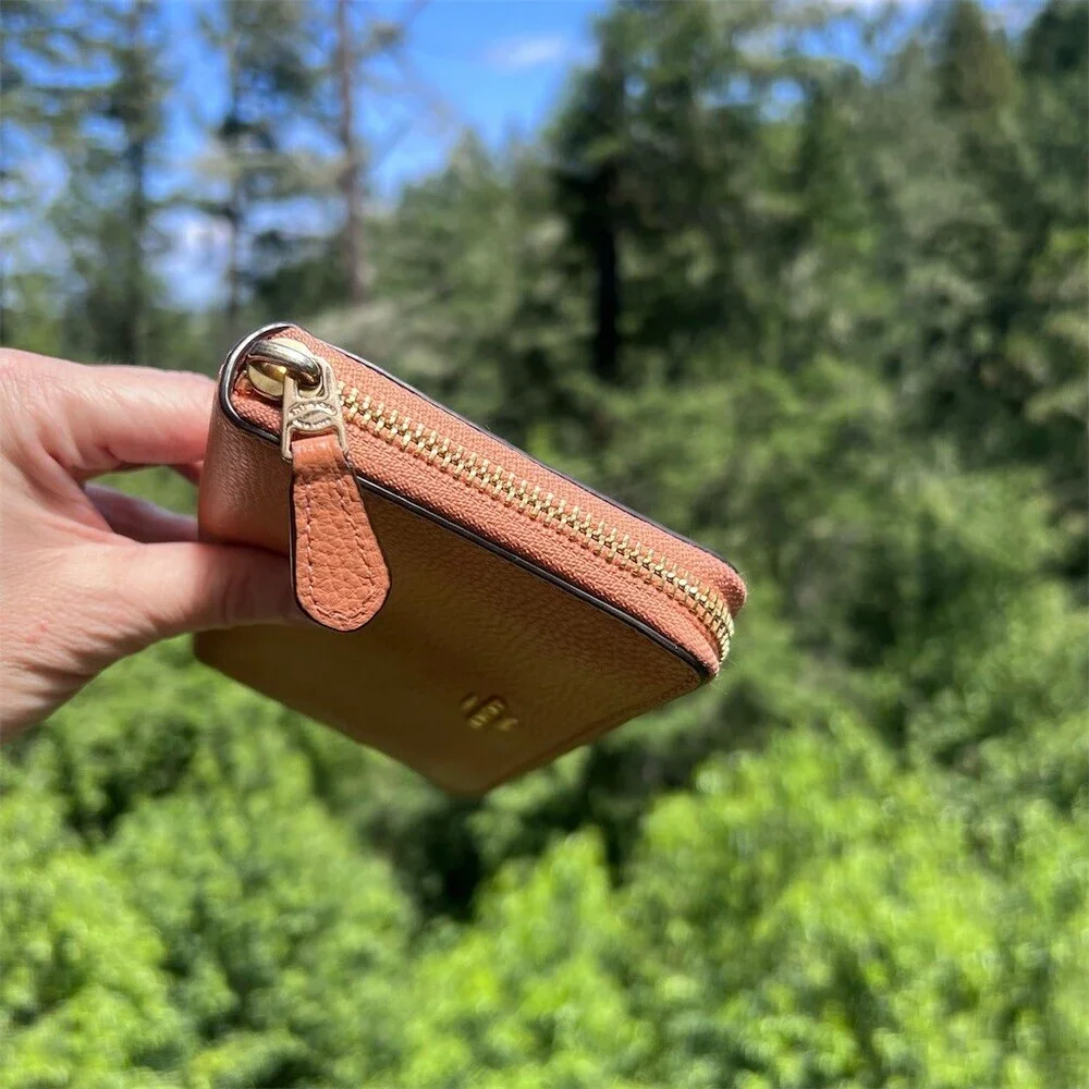 COACH Long Zip-Around Wallet Burnt Orange Pebble Leather Gold Hardware AUTHENTIC