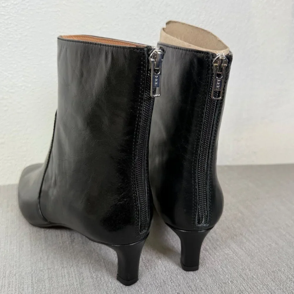 Madewell The Dimes Kitten-Heel Boot in Crinkle Leather NN026 Modern Elegance