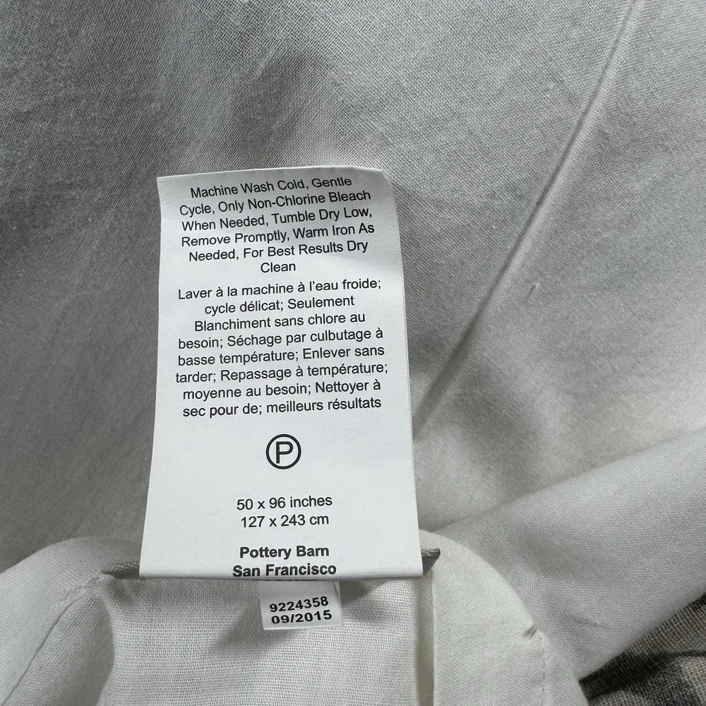 Pottery Barn INGRID DRAPE (1) 3-in-1 Pole Top GRAY IKAT 50x96