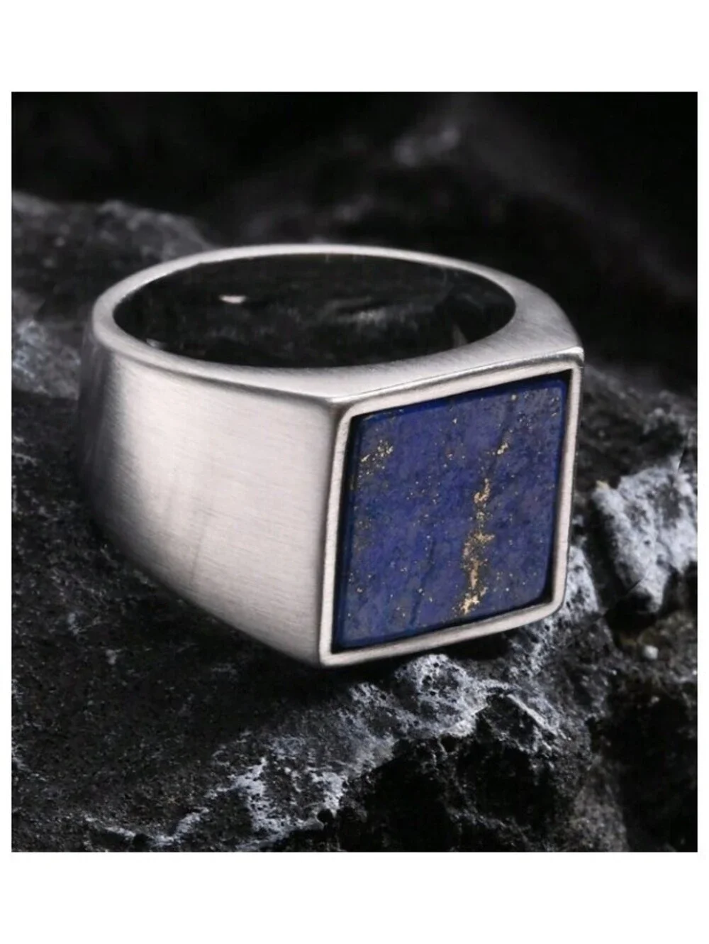 Blue lapis lazuli - Ring - Stainless Steel - Size 12