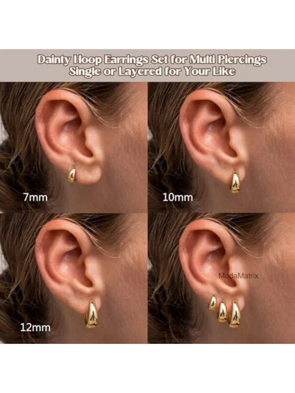 14K Gold Plated Hoop Earrings Set - 3 Pairs Chunky Huggie Earrings for Women