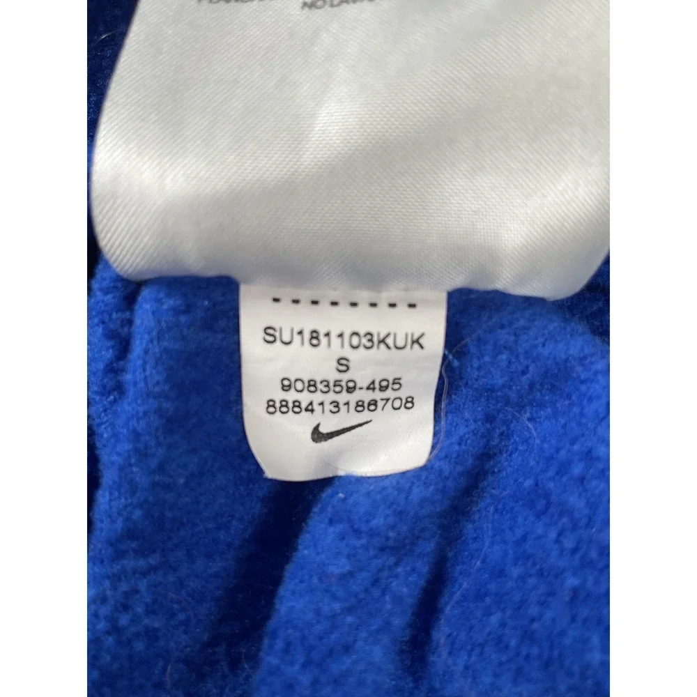Nike Quarter Zip Pullover Mens Small Blue Red Swoosh Long Sleeve Fleece Top