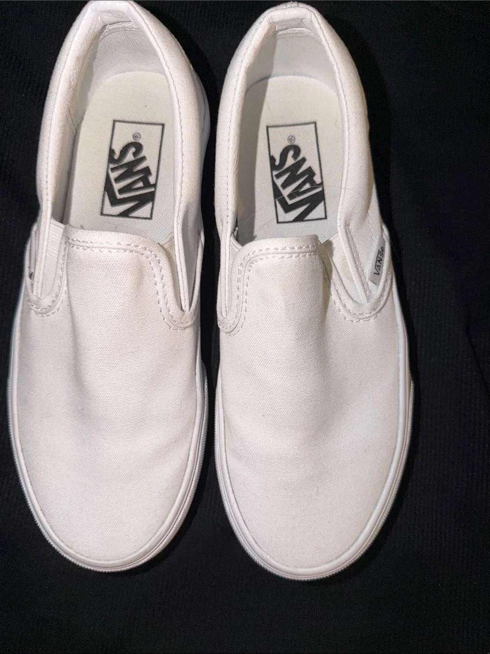 Vans Kids White Slip-On Canvas Sneakers