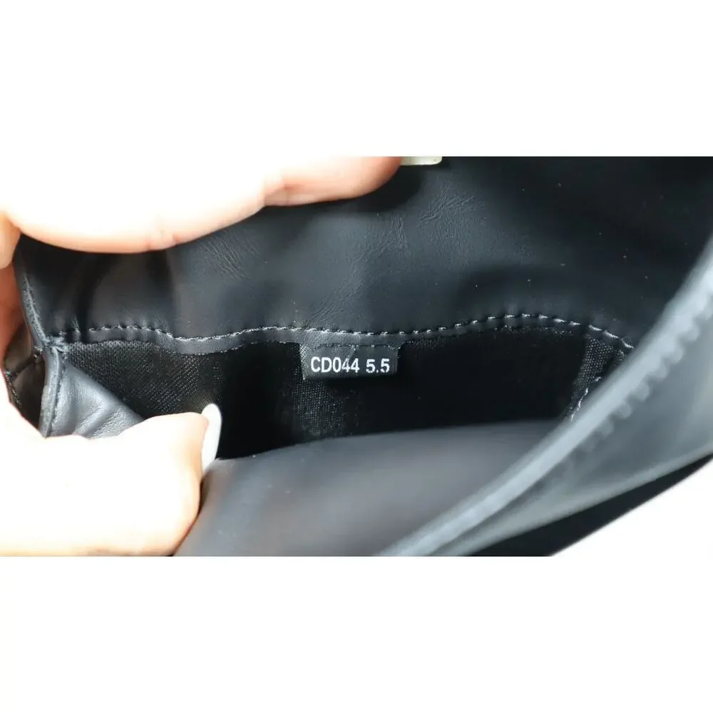 Katliu Women Slouchy Mid Calf Boots Zip Up Flat Faux Leather Size 5.5