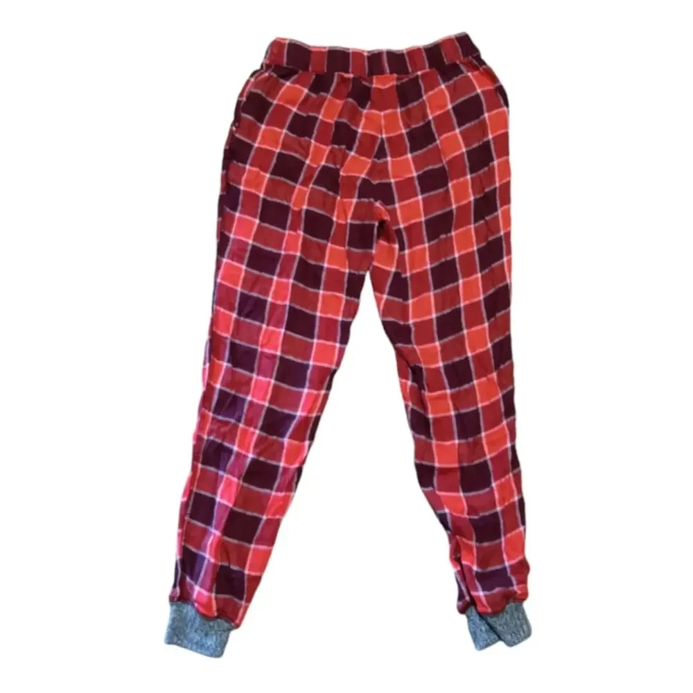 American‎ Eagle Red Christmas Plaid Pajama Jogger Pants size XS