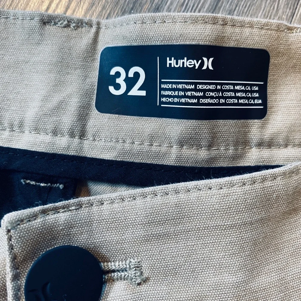 Hurley Mens Dri-FIT Chino Shorts Khaki Tan Size 32 Stretch Flat‎ Front Casual