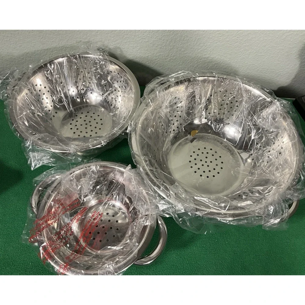 Brand New 3 Piece Set ExcelSteel Colander set w/ Sturdy Base, Stainless Steel