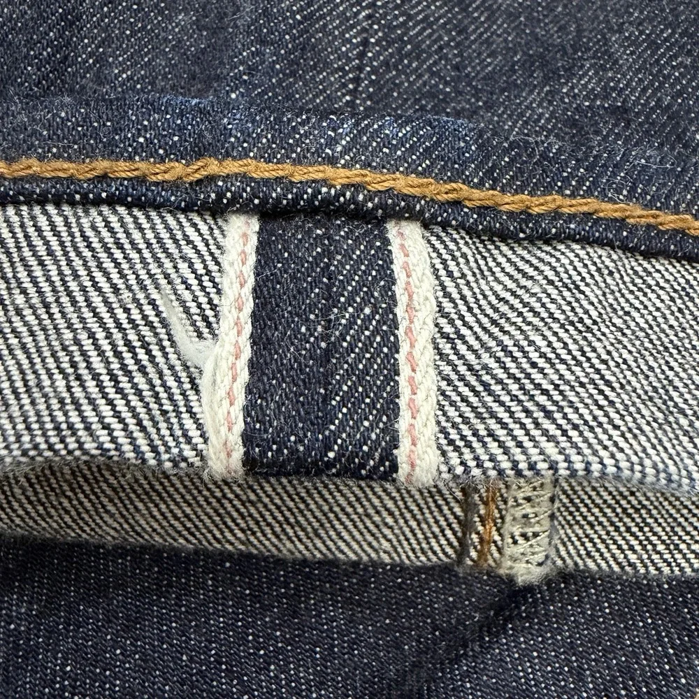 Crew Wallace & Barnes Slim Raw Japan Selvedge Jeans Mens 34x31 Tag 33 Denim