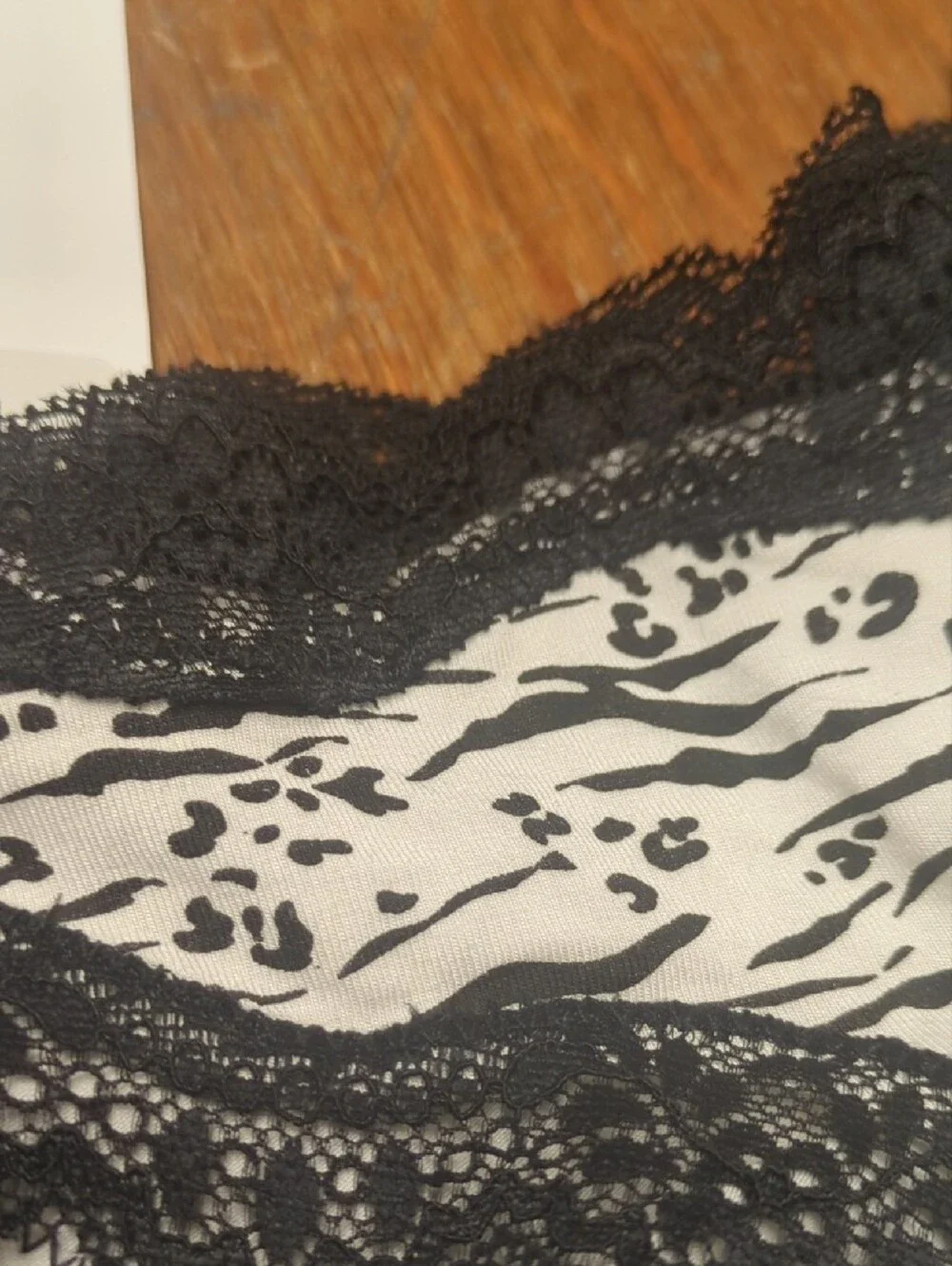 Ava & Aiden Zebra-Print Lace-Trim Thong - Black & White Women L/7