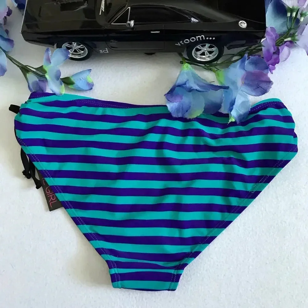 Material Girl NWT Striped Hipster Swim Bottom Juniors/Women M