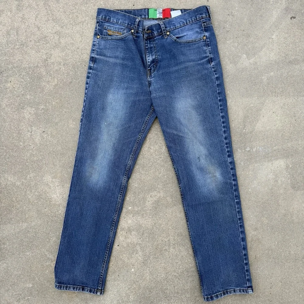 Y2K Unicorno Uomo Italia Jeans Mens 34x30 Blue Denim Straight‎ Leg Made in Italy