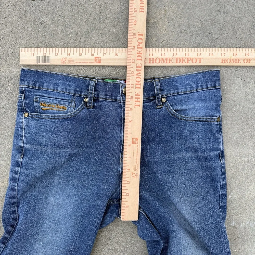 Y2K Unicorno Uomo Italia Jeans Mens 34x30 Blue Denim Straight‎ Leg Made in Italy