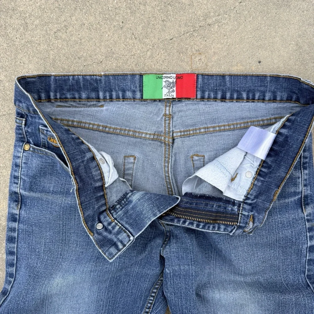 Y2K Unicorno Uomo Italia Jeans Mens 34x30 Blue Denim Straight‎ Leg Made in Italy