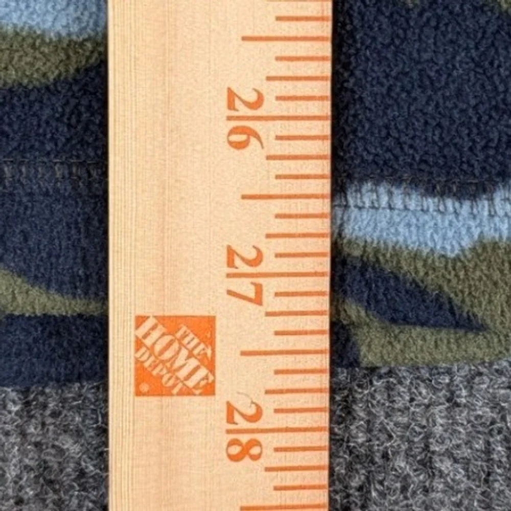 Eddie Bauer Mens Large 1/4 Zip Fleece Pullover Blue Green‎ Camo Pocket Logo