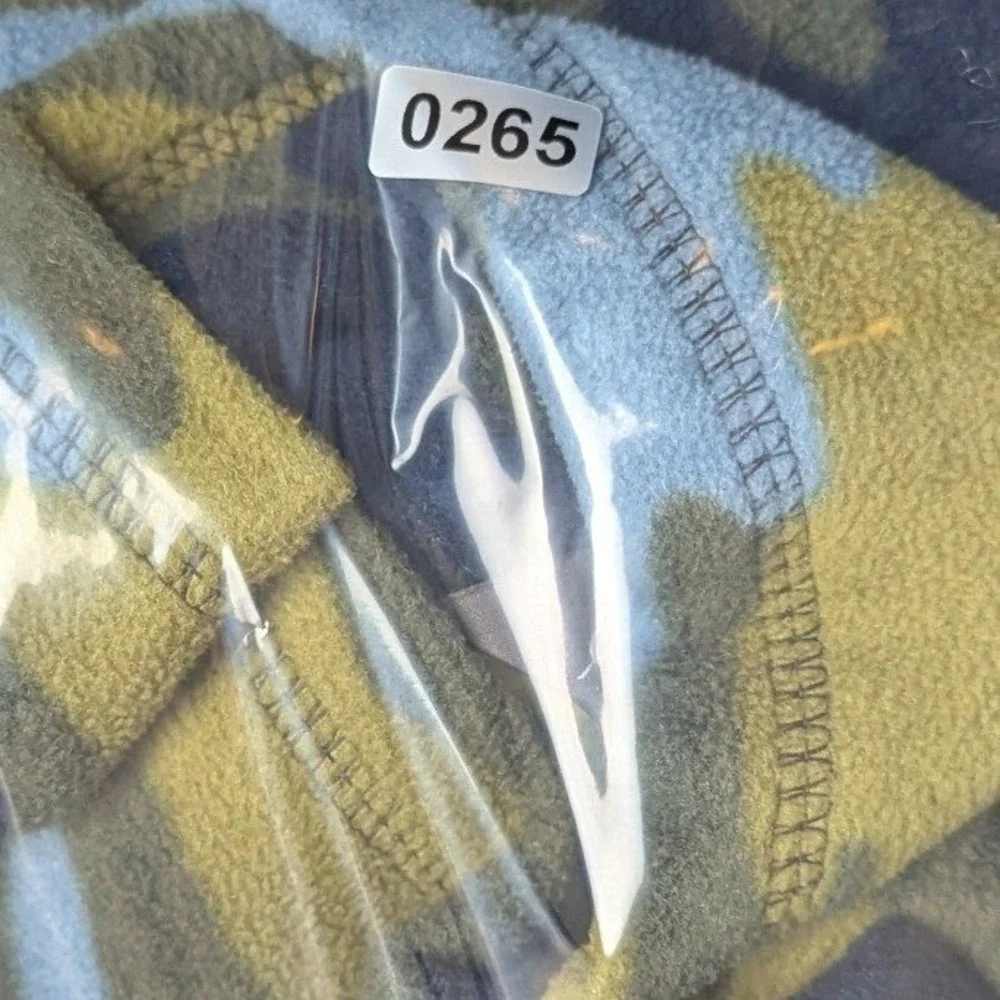 Eddie Bauer Mens Large 1/4 Zip Fleece Pullover Blue Green‎ Camo Pocket Logo