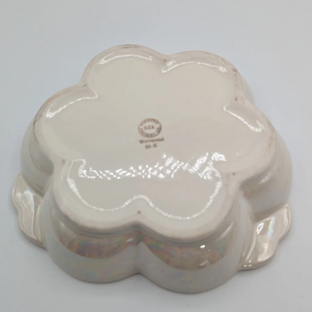 Pioneer Pottery Co USA Iridescent Lusterware Flower Bowl 22K Gold Trim Vintage