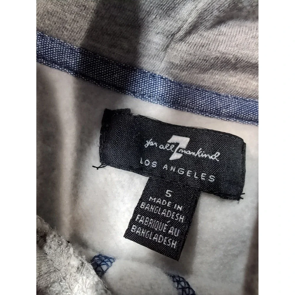 7 For All Mankind Boys Hoodie Gray Navy Colorblock Pullover Size 5‎