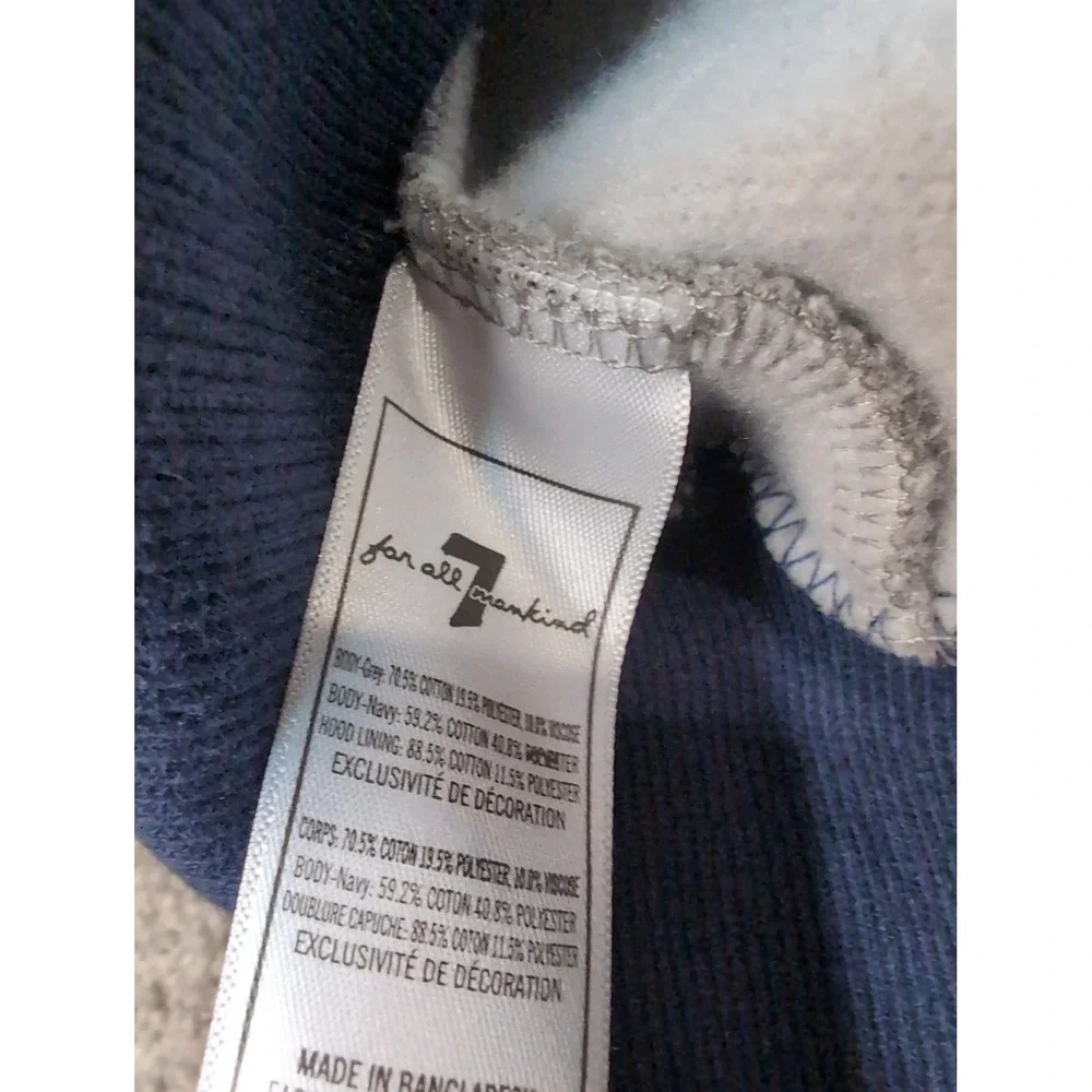 7 For All Mankind Boys Hoodie Gray Navy Colorblock Pullover Size 5‎