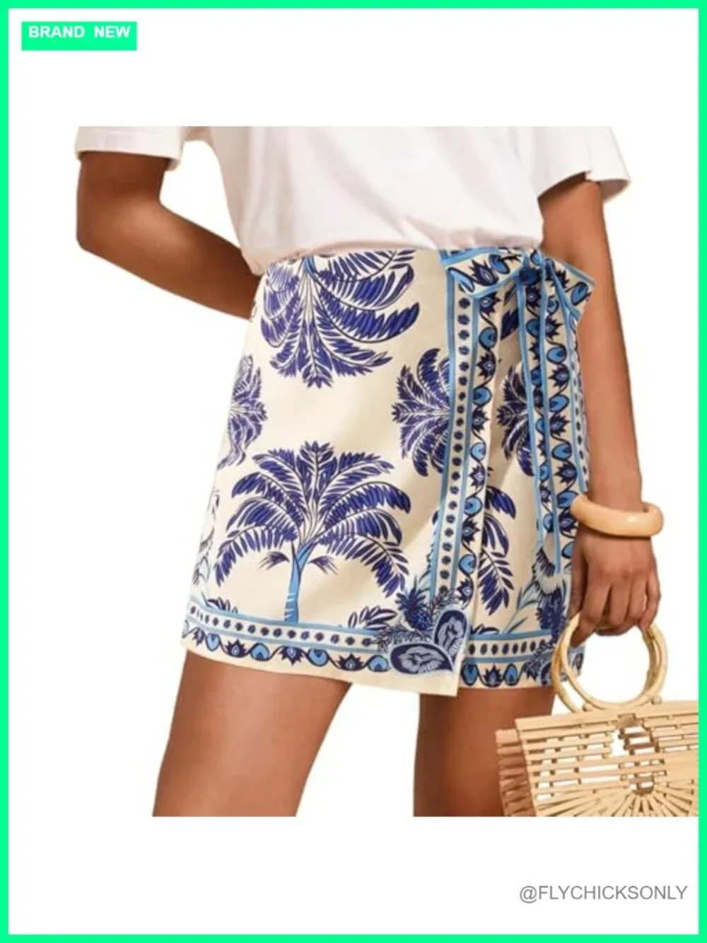Boho Floral Wrap Mini Skirt High Waist A-Line Summer Beach Short Skirt