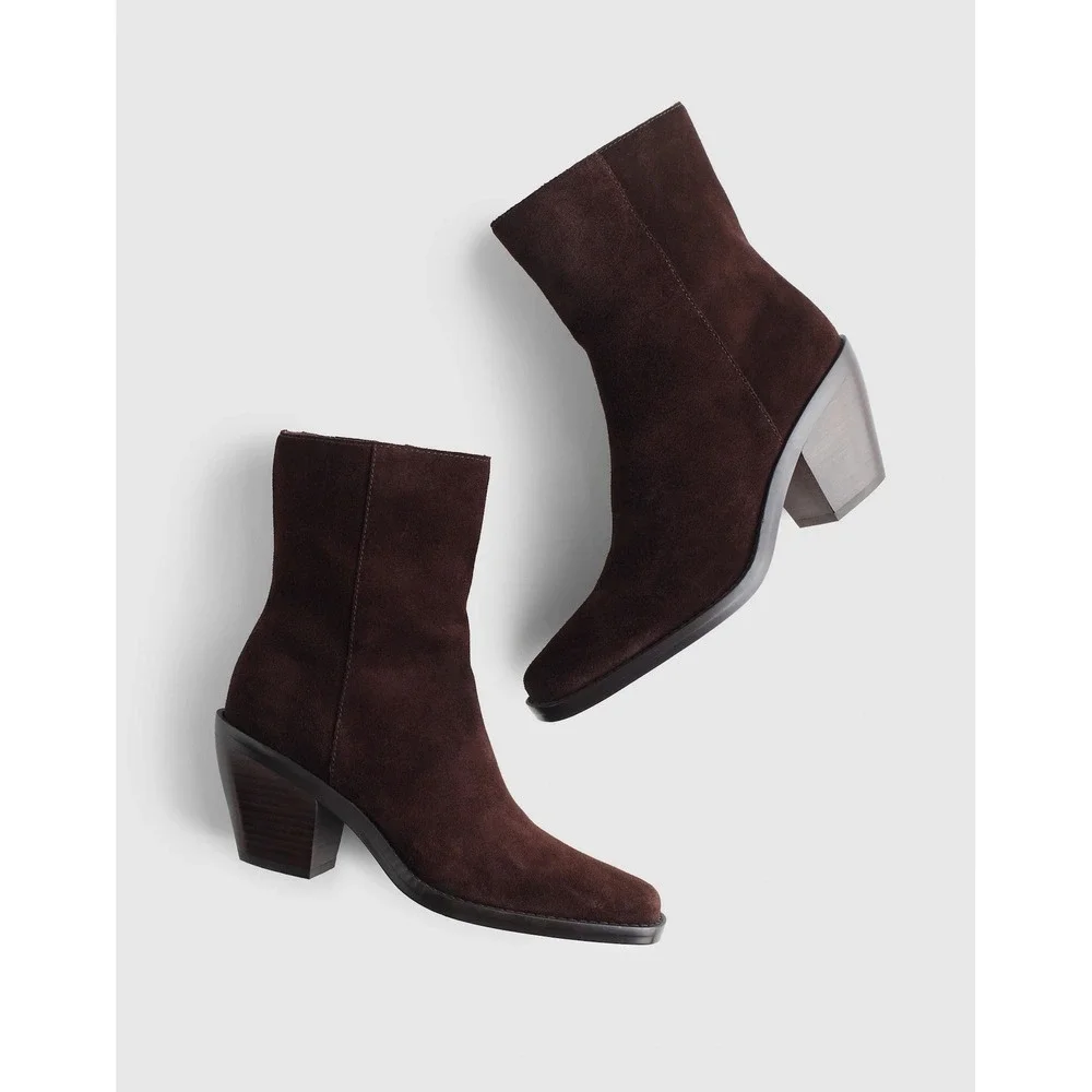 Madewell The‎ Idris Side-Zip Ankle Boot Coffee Bean Brown Size 10.5