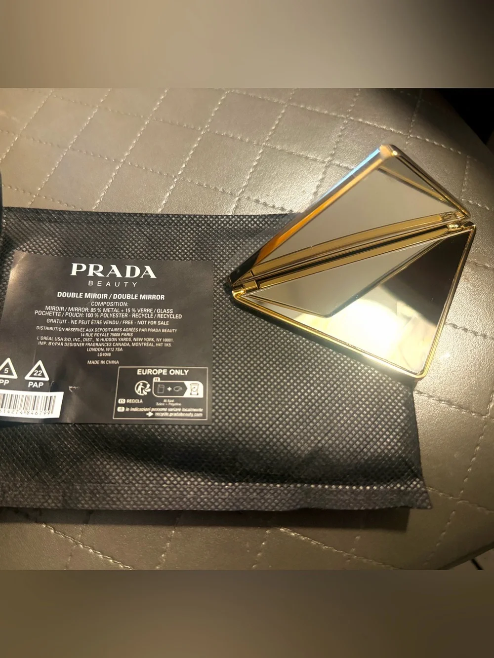 Prada Beauty Double Mirror Gold & silver metallic finish, compact