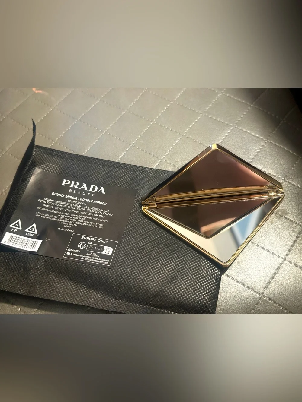 Prada Beauty Double Mirror Gold & silver metallic finish, compact