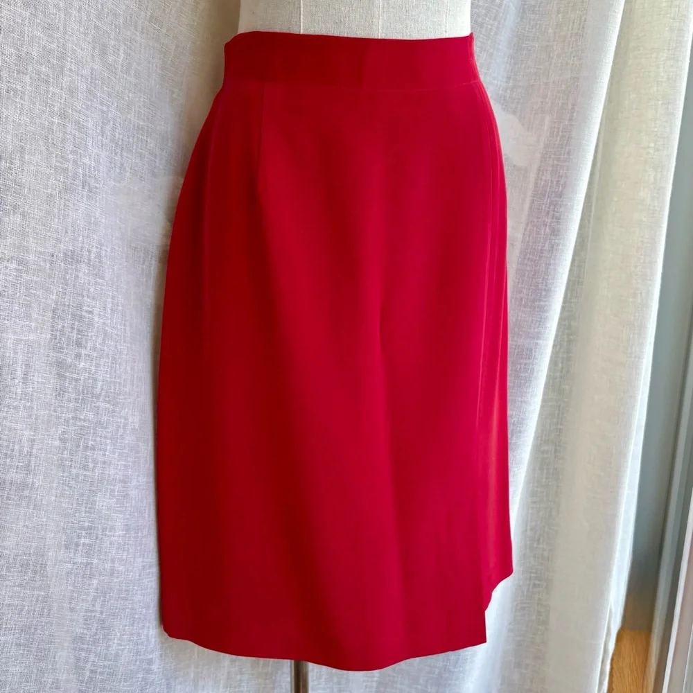 Vintage‎ Evan Picone red silk pencil skirt