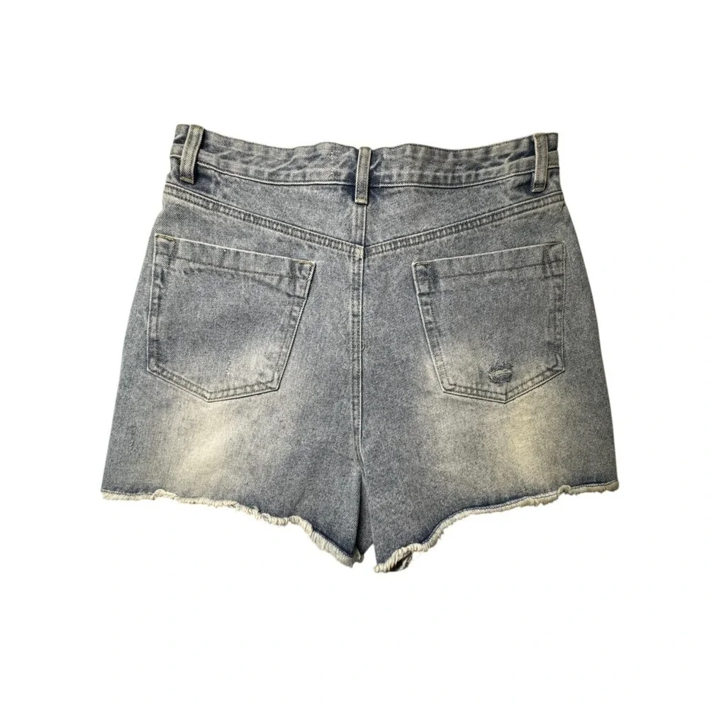 Chelsea & Violet High Rise Cut Of Raw Hem Denim Shorts Sz 32 Y2K 90s‎ Spring NWT