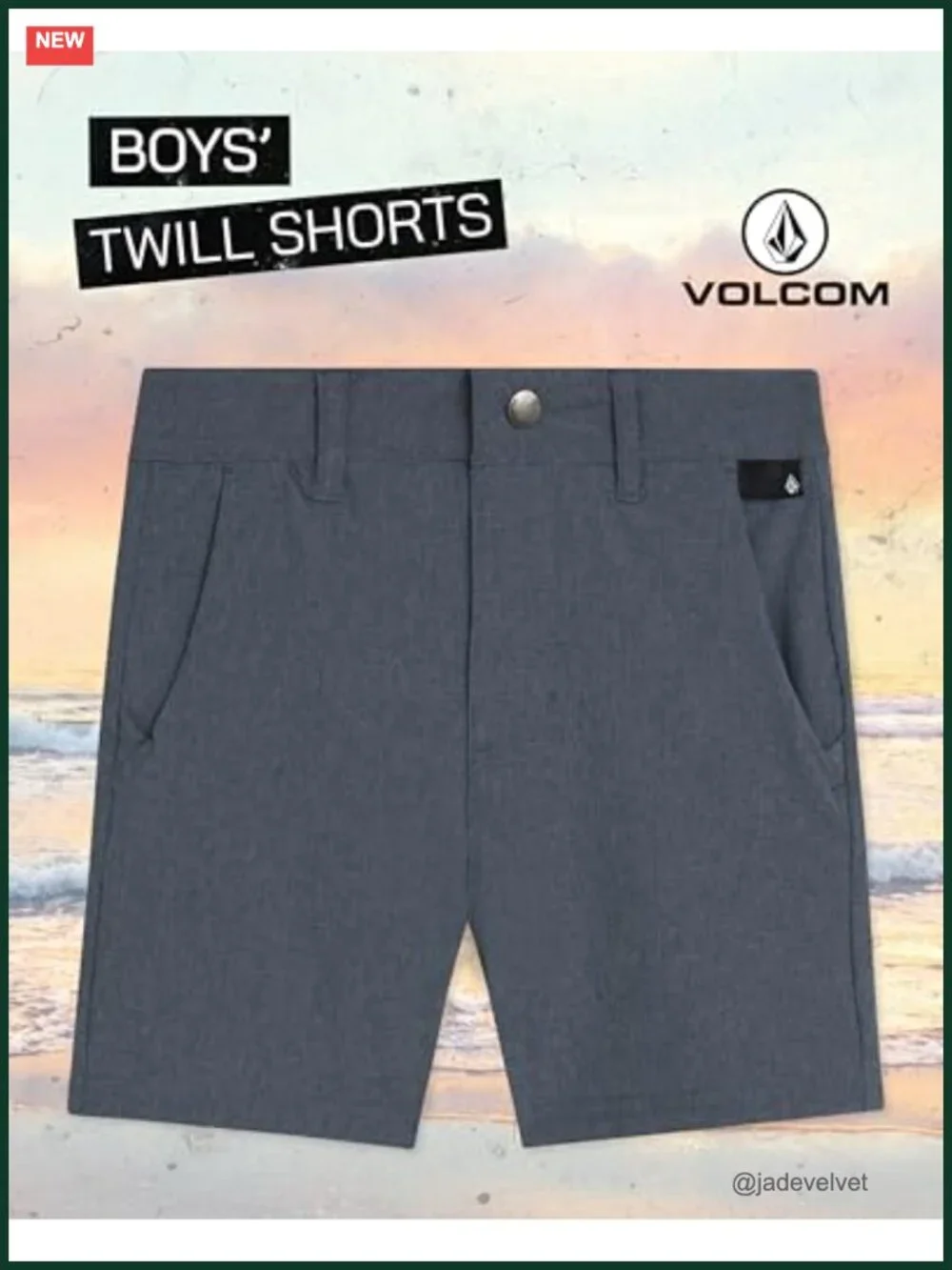 Boys Twill Chino Shorts with Stretch - Flat Front Pull On - School Uniform