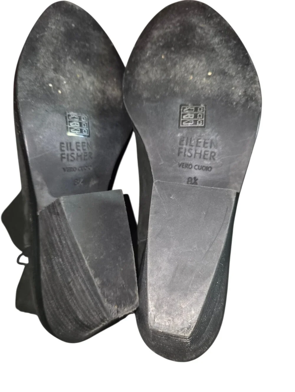 EILEEN FISHER Black Nubuck Leather Tote‎ Demi Wedge Bootie - Size 8 1/2
