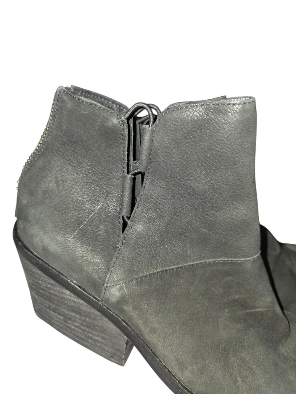 EILEEN FISHER Black Nubuck Leather Tote‎ Demi Wedge Bootie - Size 8 1/2