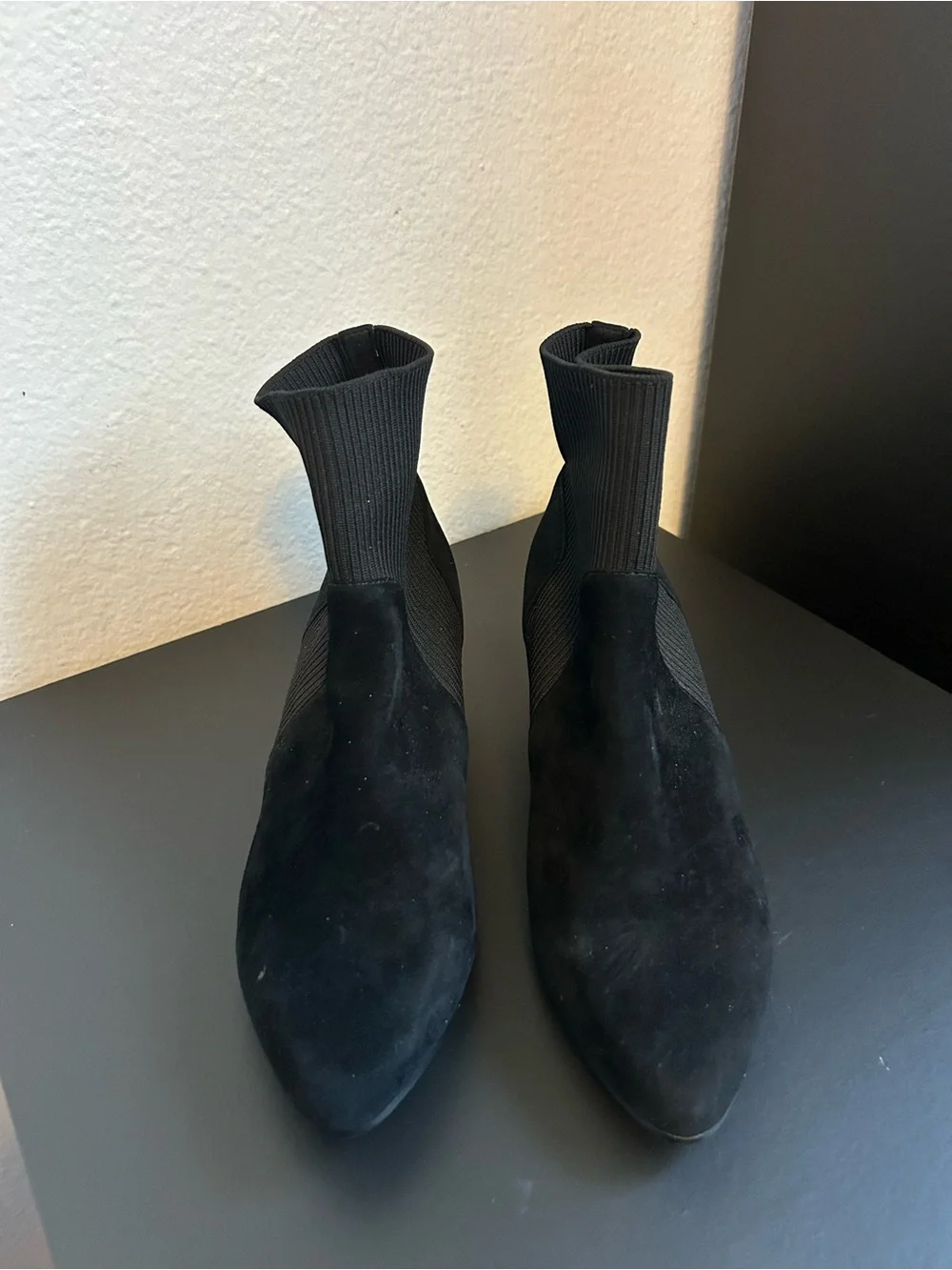 Eileen Fisher Muzy Suede & Knit Black Women's Ankle Boots Size 6