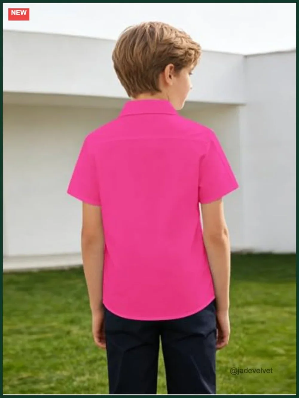 100% Cotton Short Sleeve Dress Shirt Boys School Uniform Button Down