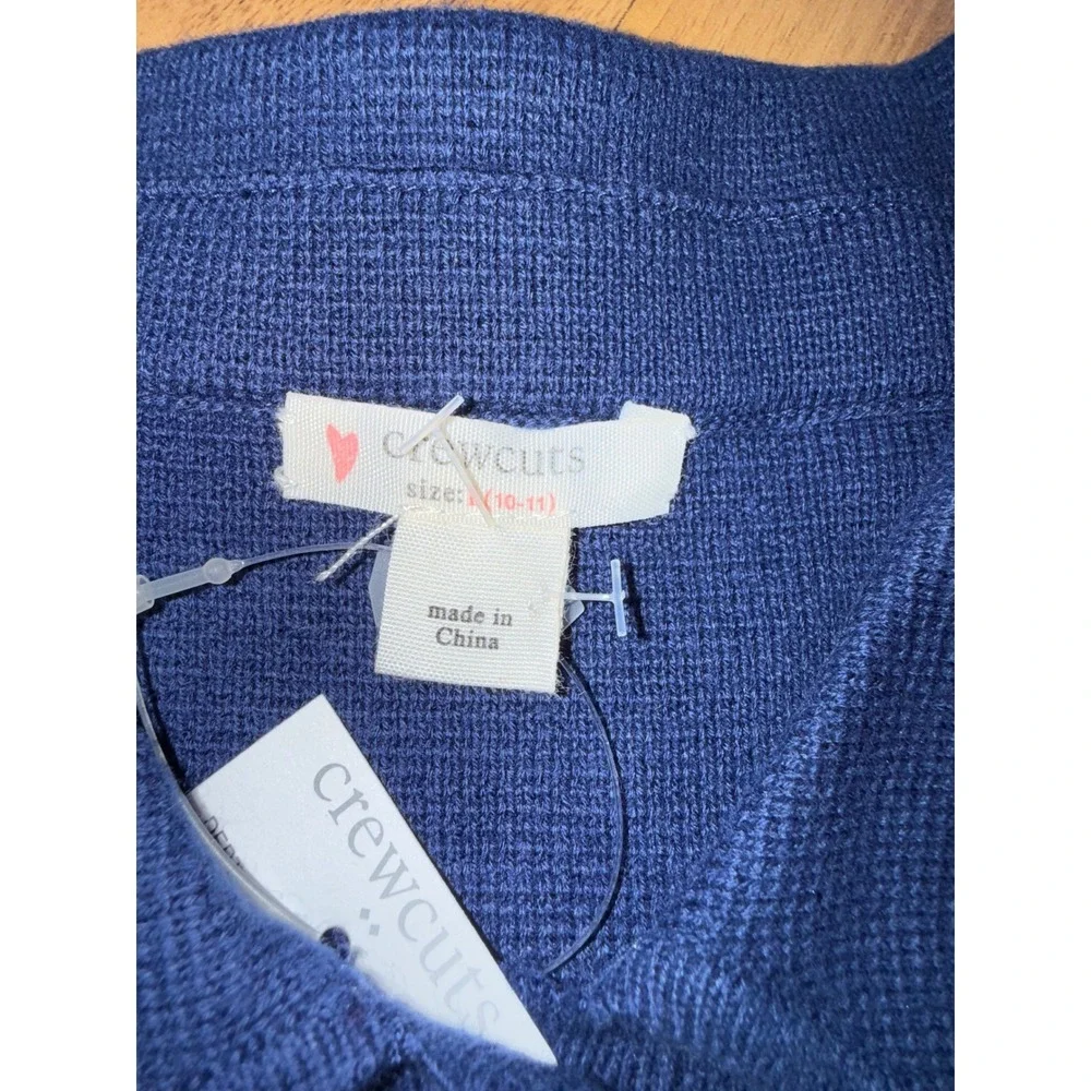 Crewcuts Button Front Sweater Kids Large 10-11 Blue NEW Peter Pan Collar classic