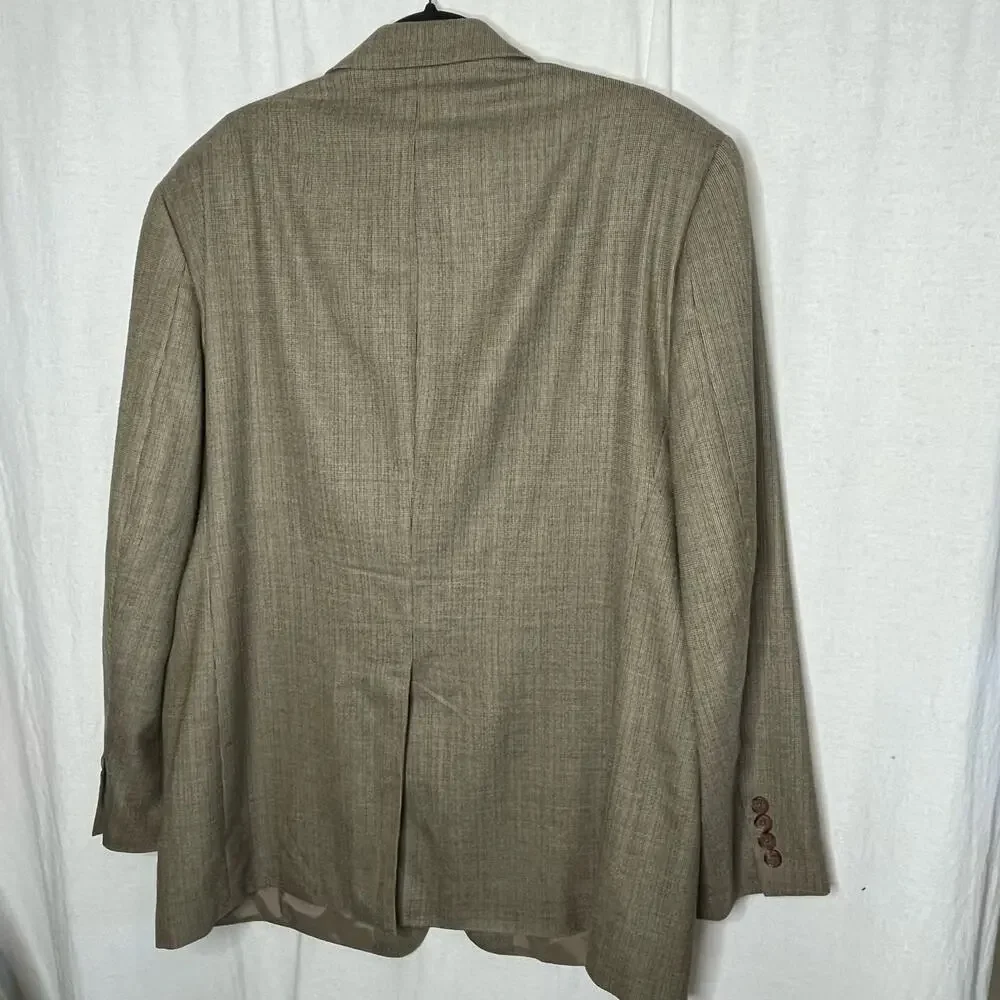 Lauren‎ Ralph Lauren Macys Beige Tan Blazer Silk Wool Blend Size 43R Men Jacket