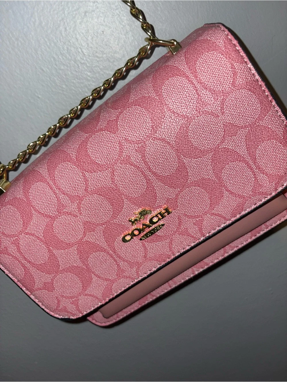 Coach Pink Signature Crossbody with Gold Hardware
