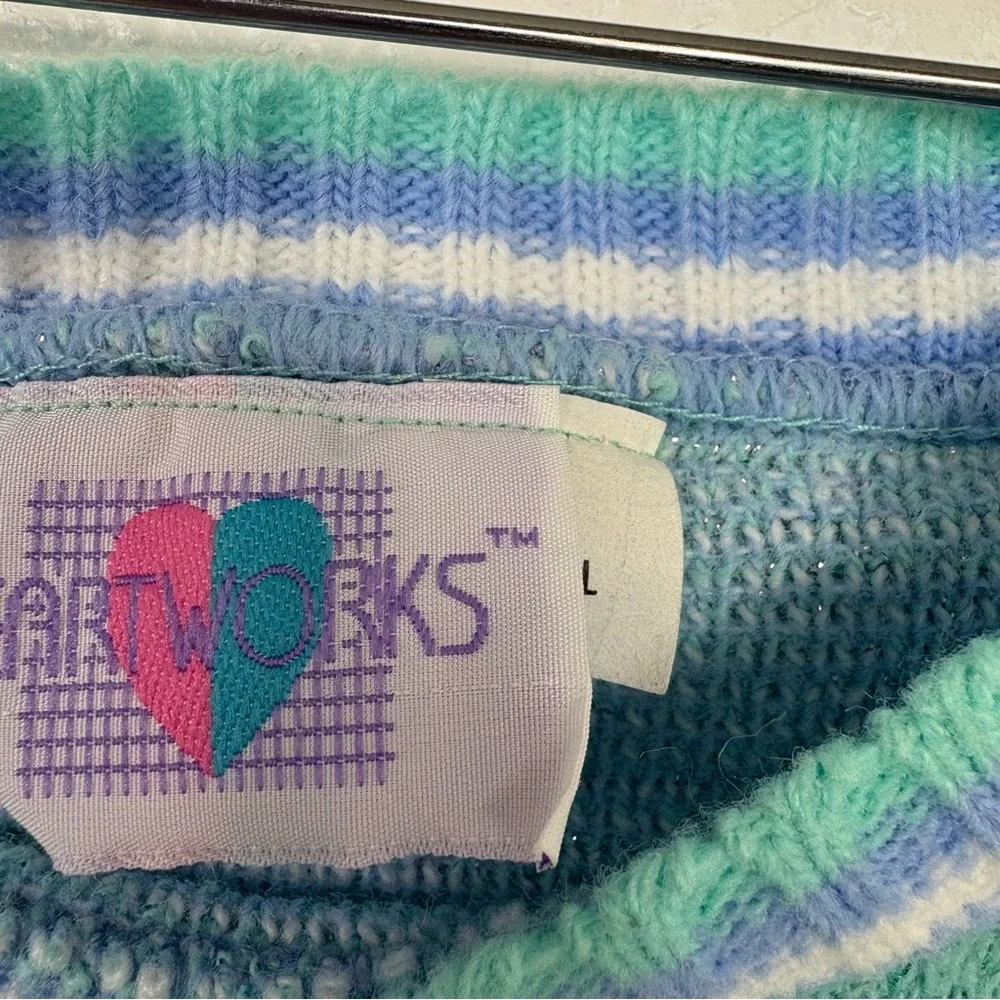 VINTAGE • 80s Heartworks Girls Sweater Purple‎ & White Pullover
