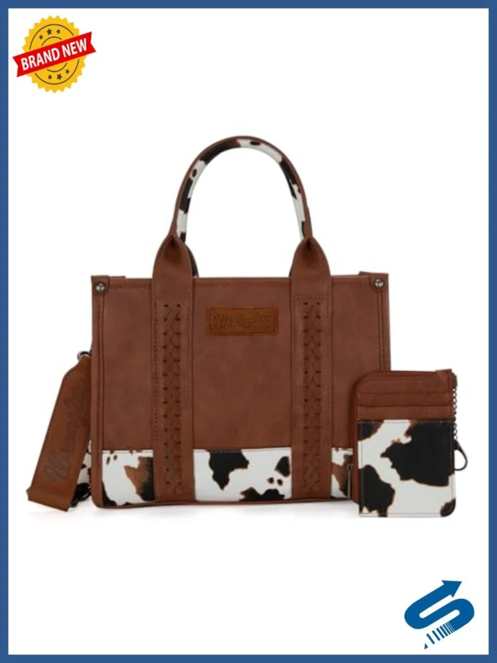 Vegan Leather Tote Bag Satchel with Card Holder and Detachable Crossbody Strap